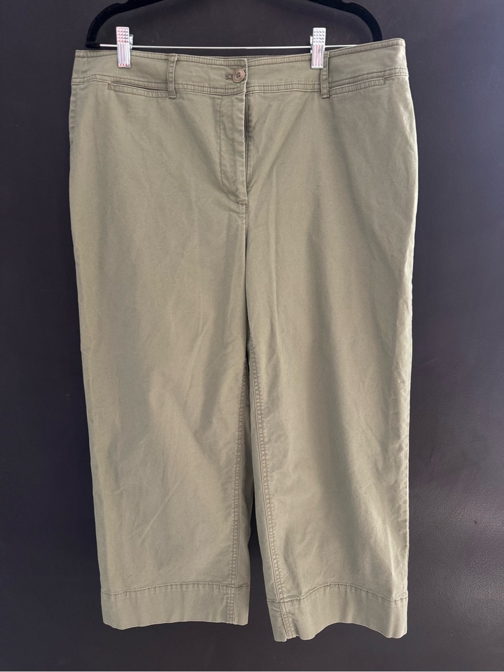 Talbots Wide-Leg Crop Chino Pants in Olive size 14w